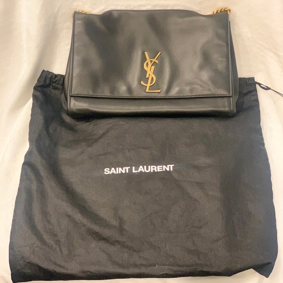 Yves Saint Laurent Reversible Black Leather & Suede Kate Bag w/Gold Chain Strap! - Picture 16 of 16